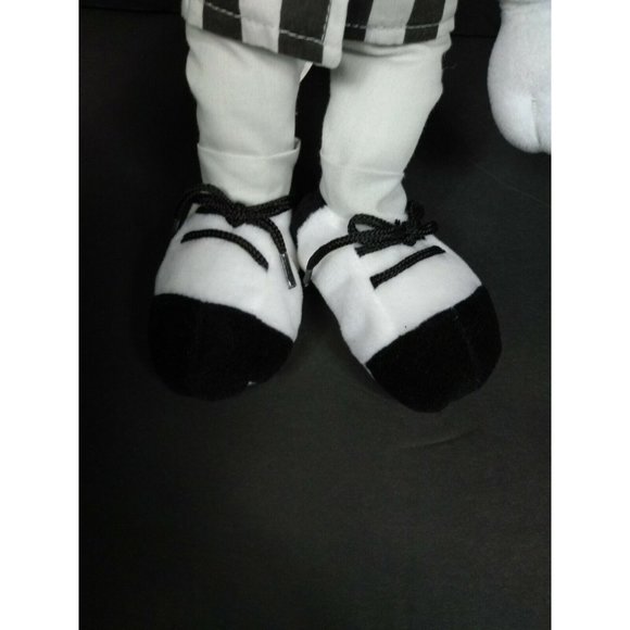 Disney Mickey Mouse 9" Striped Black/Gray Showman Outfit Hat and Shoes Plush Toy - Picture 10 of 12